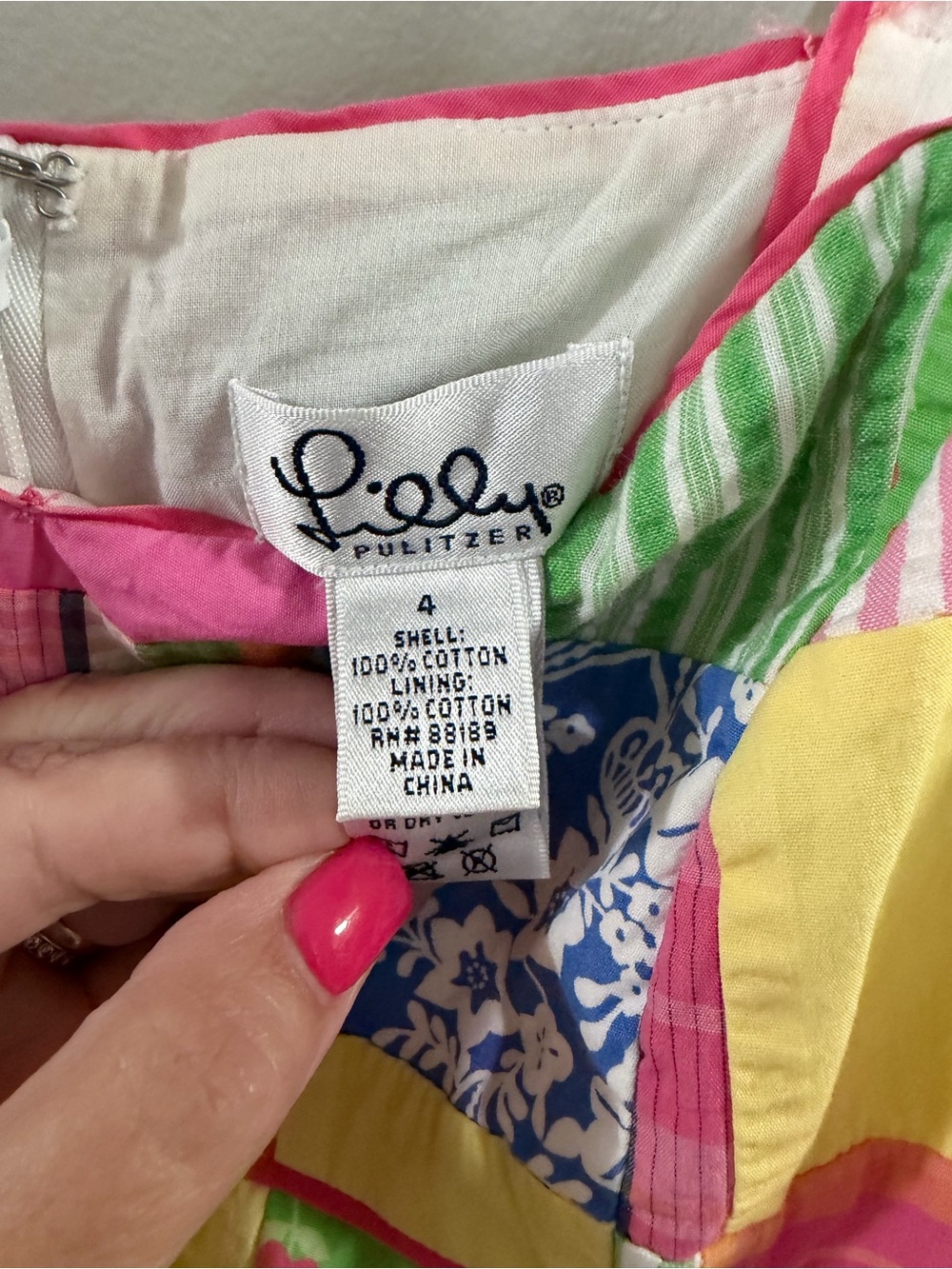 Vintage Lilly Pulitzer Annette Multicolor Patchwork Dress "Beach Chair Patch" - Picture 3 of 7